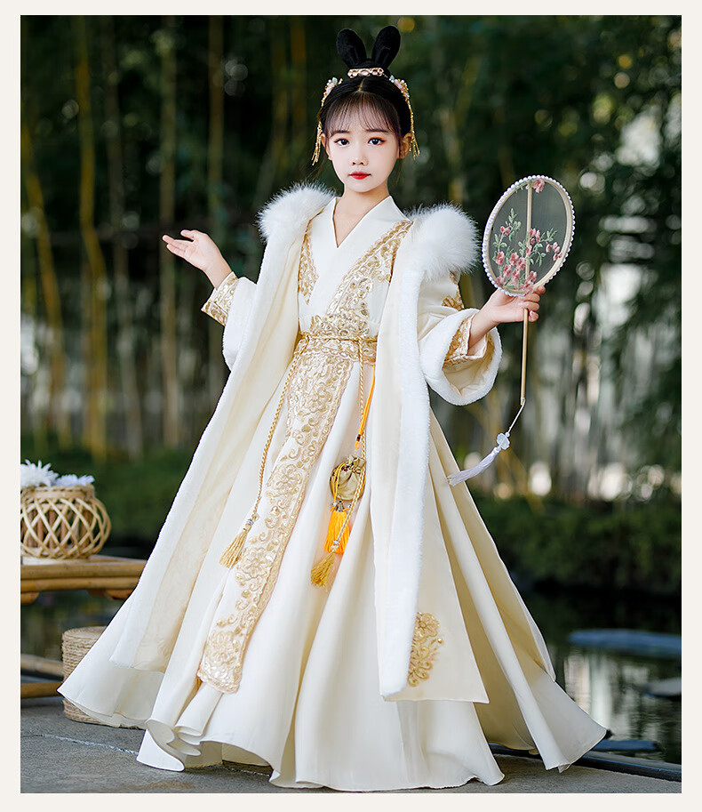 捡漏价63皮尔卡丹轻奢品牌童装313岁女童汉服仙秋冬儿童中国风唐装