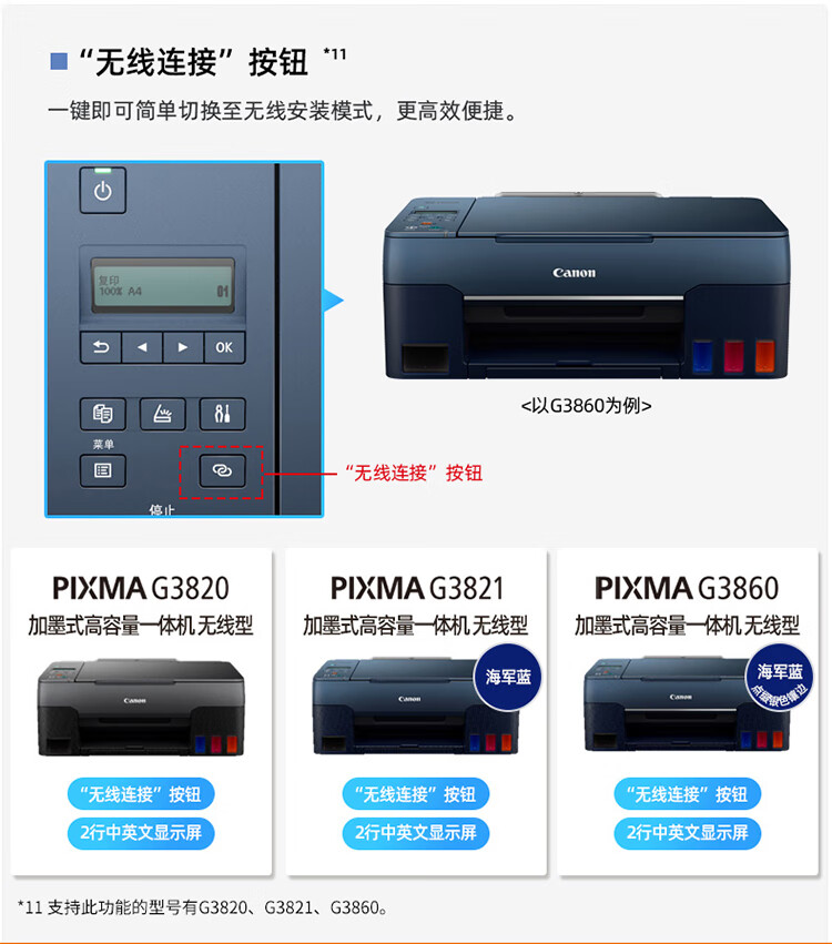 佳能g1820282038203860彩色喷墨墨仓原装连供打印机一体机复印扫描