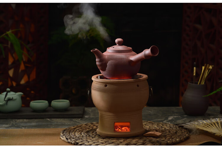 碳炉烧木炭炉泥炉手工小火炉复古柴烧橄榄炭煮茶器烧炭烧水煮茶炉双福