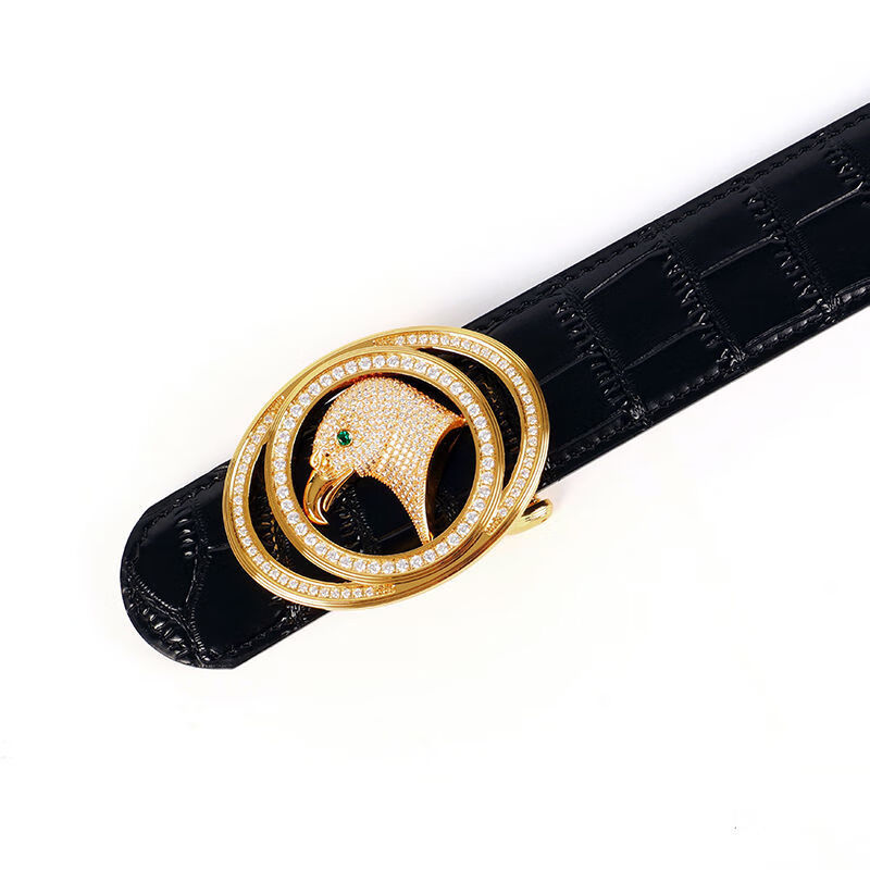 helens 史蒂芬皮带男士鹰头不锈钢镶钻平滑扣商务百搭休闲腰带青年裤