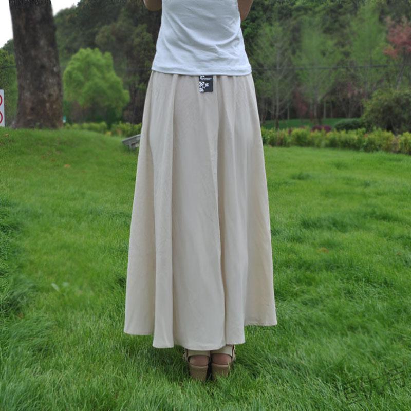 棉麻设计文艺百搭复古显瘦女裙夏天穿的休闲半长裙墨绿色均码80厘米长