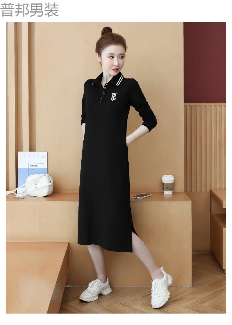 带有领子春秋天穿的休闲运动带领连衣裙反领翻领莲衣群秋装2020年女