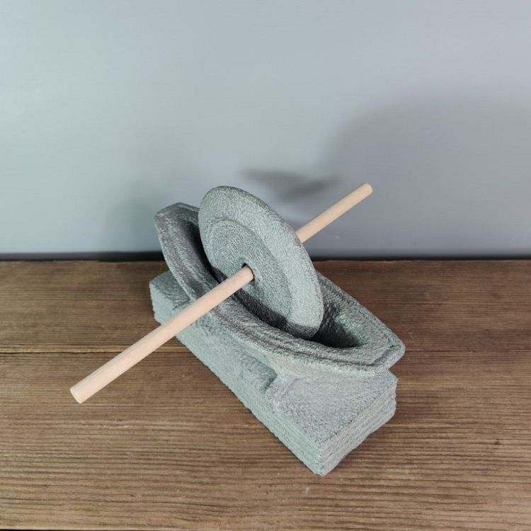 青石磨药器石碾子药碾子研磨器碾槽茶具茶玩家用老式 青灰色橹船型