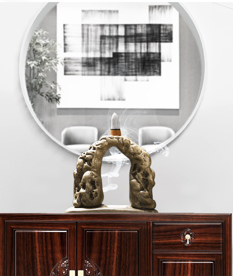 尚言坊创意手工紫砂倒流香道香炉家用居室香薰陶瓷香器香台座 1紫砂