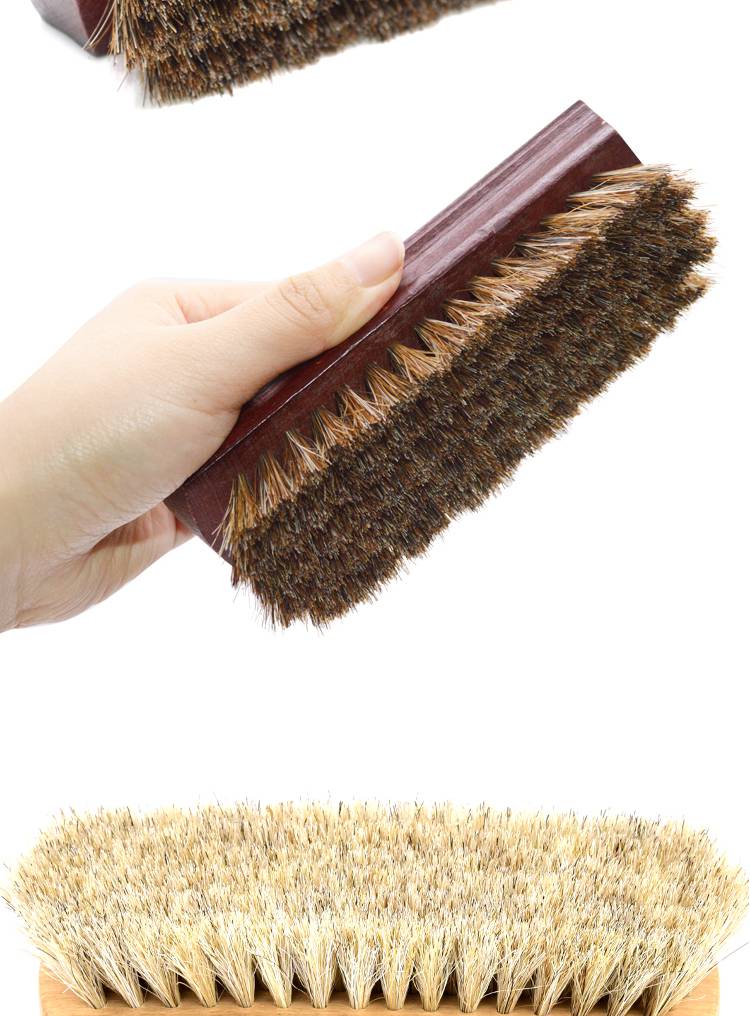 鞋油刷 圆头双面马鬃毛刷 软毛皮鞋油刷鞋上油抛光护理刷子皮鞋刷 小