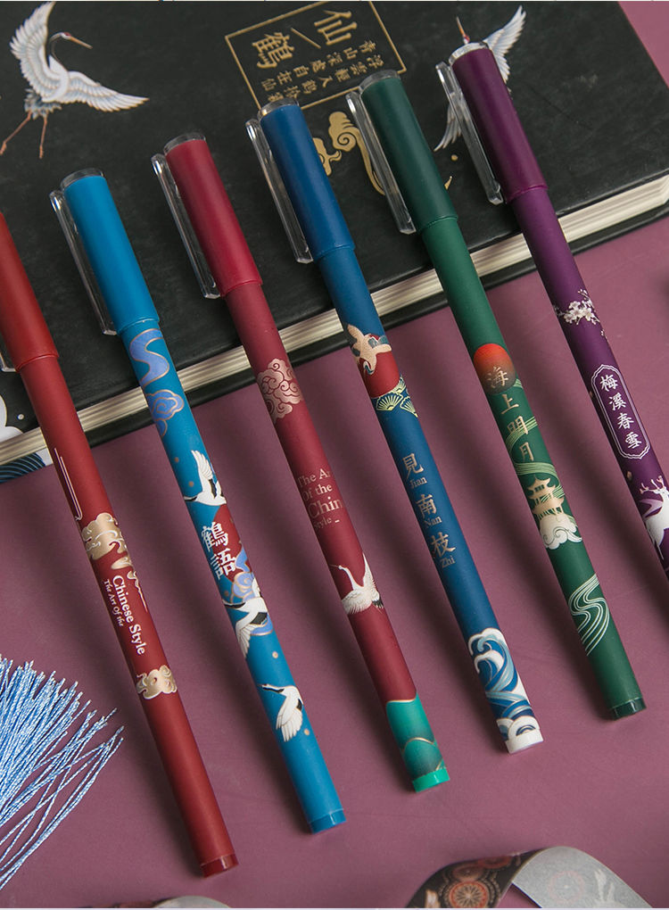 咔米嗒笔高颜值古风古代笔潮流笔手账笔古风笔复古笔女生笔一套黑水笔