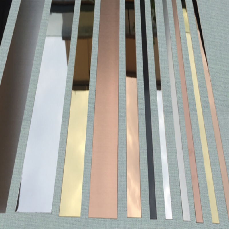 不锈钢钛合金平板装饰线条黑钛金背景墙吊顶包边条收边条金属自粘