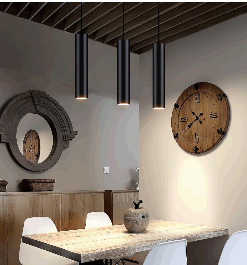 黛惑 明装射灯吊线筒灯吧台前台火锅店餐厅吊灯长条工业风圆柱形长