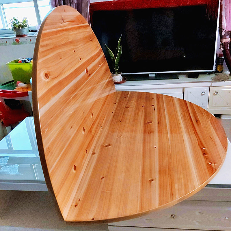 苏购 圆桌餐桌杉木折叠大圆桌面板饭店圆形家用8人10人对折圆台面实木 1.2米折叠单独桌面+0.8米转盘