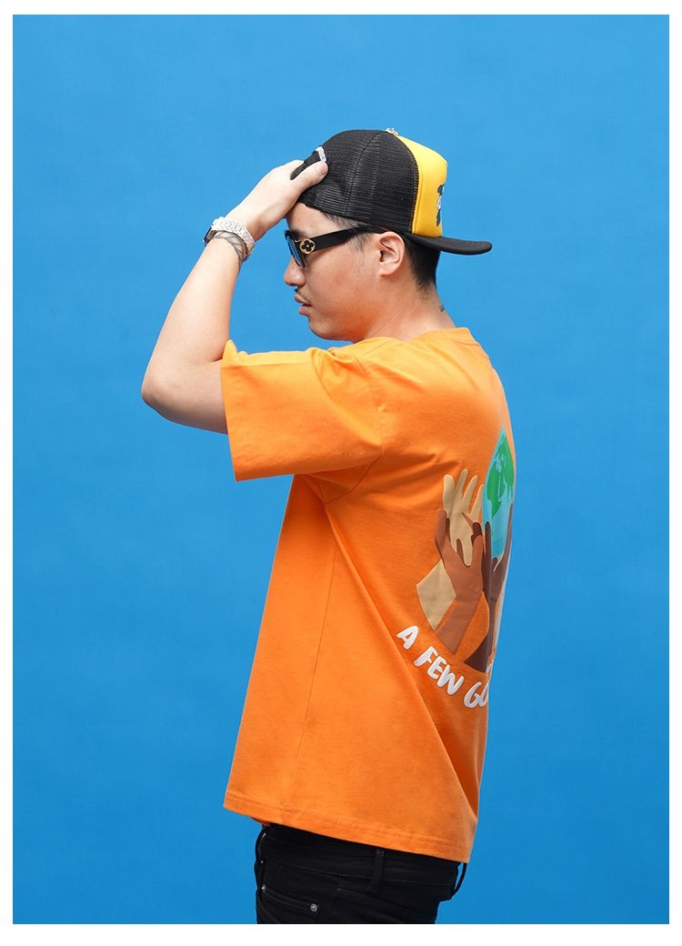 fff马思唯联名afgk宽松潮牌短袖男2022ss新款世界和平印花嘻哈t恤