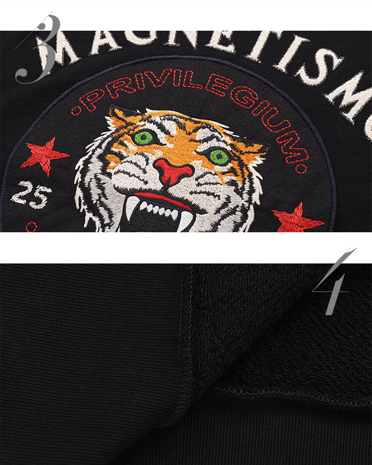 gucci/古驰 男卫衣黑色虎头图案圆领卫衣针织衫经典款497253 x9t49