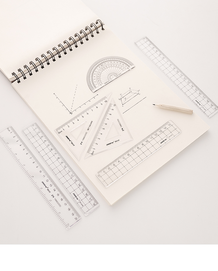 透明直尺刻度尺15/18/20cm測量尺平行尺辦公學習繪圖尺子測量文具