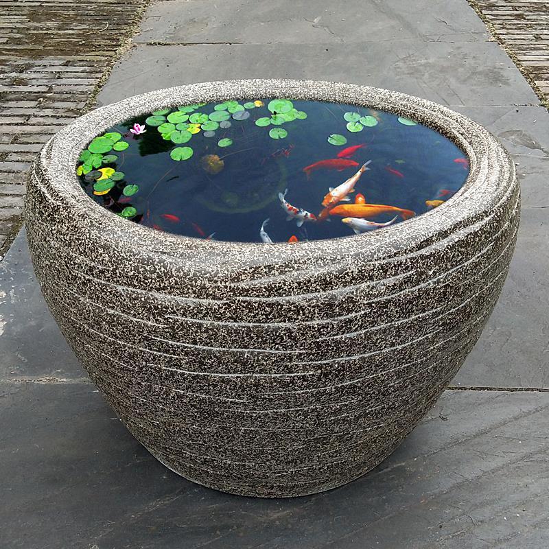 蓝桂陶瓷鱼缸水缸养鱼室外鱼缸阳台荷花缸睡莲缸龟缸老式石头水缸造景