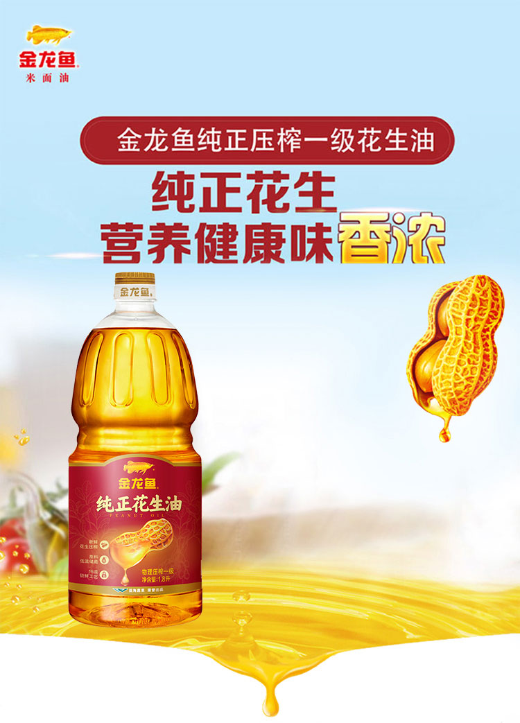 金龙鱼纯正花生油18l2端午节礼盒装热烹炒菜压榨一级花生油食用油