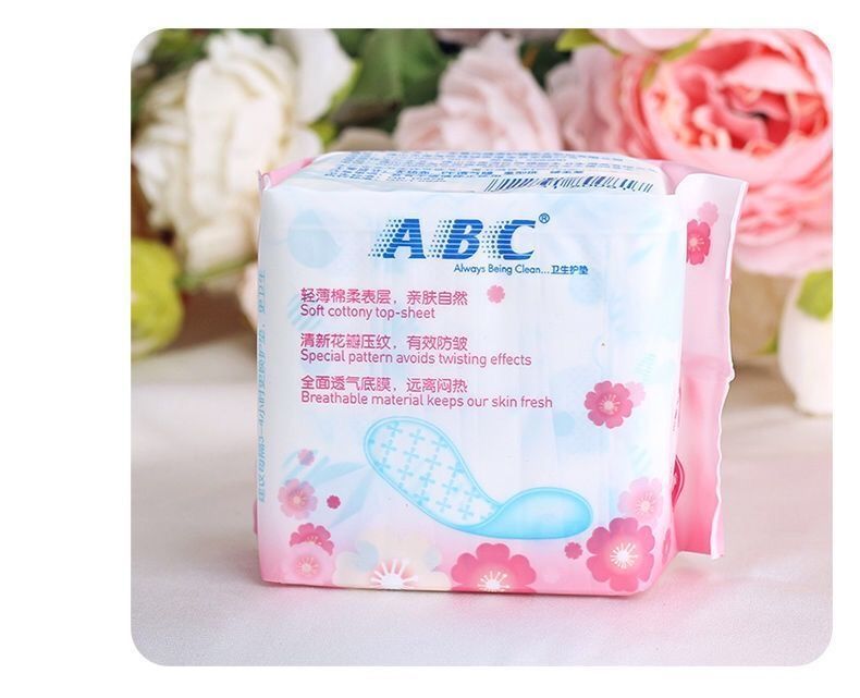 abc卫生巾护垫女纯棉迷你163mm杀菌透气组合装薄透气学生整箱批淡香