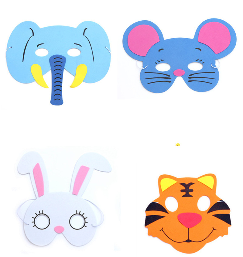 圣诞eva儿童卡通动物面具幼儿园角色区材料游戏童话表演动物头饰10个