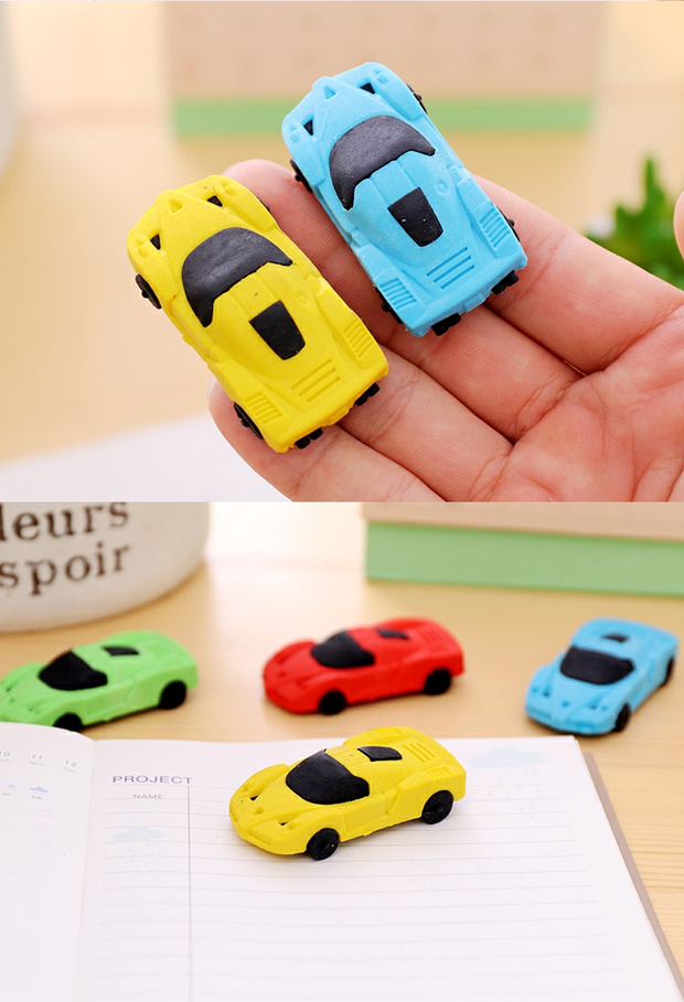 韩款跑车橡皮擦小学生用汽车造型擦胶儿童玩具文具学习奖品fgacct一盒