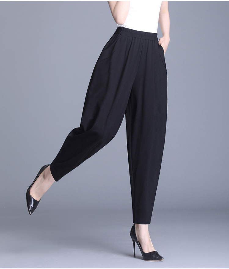 富贵鸟品牌高档女装哈伦裤女宽松夏季薄款九分裤弹力中年妈妈裤子休闲