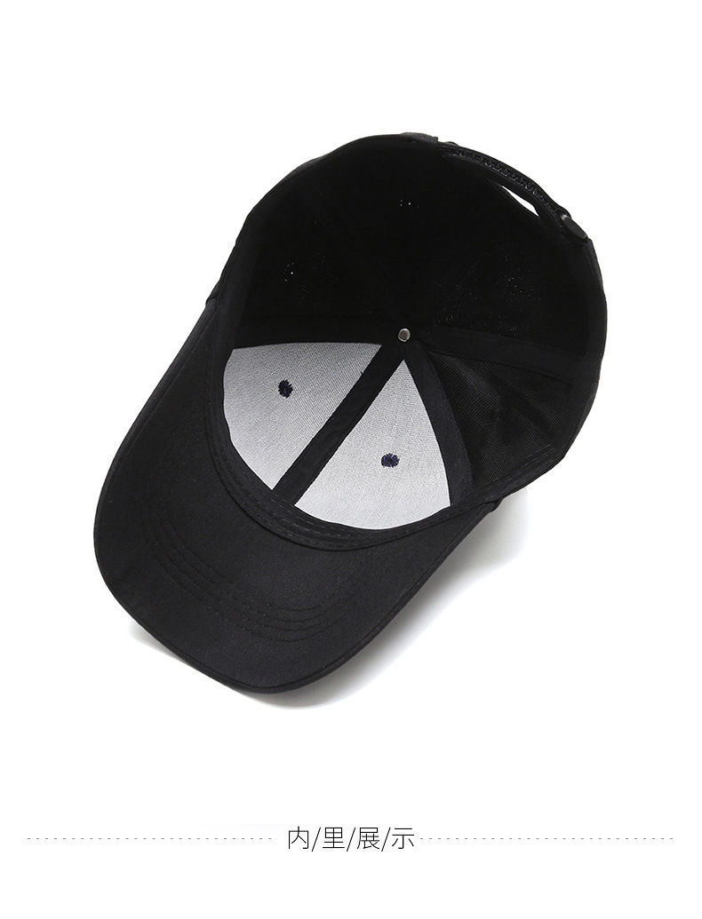 帽子男士棒球帽时尚百搭遮阳帽简约黑色秋季休闲鸭舌帽男防晒帽潮黑色