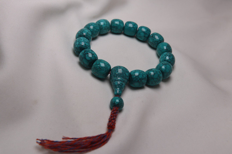 牧思原矿绿松石108佛珠手链高瓷蓝乌兰花精品单圈圆珠手串男女款12mm