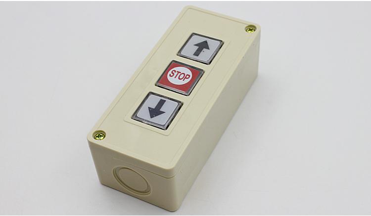 定制道闸手动开关三联按钮停车场卷闸电动伸缩门线控自复位升降停英文