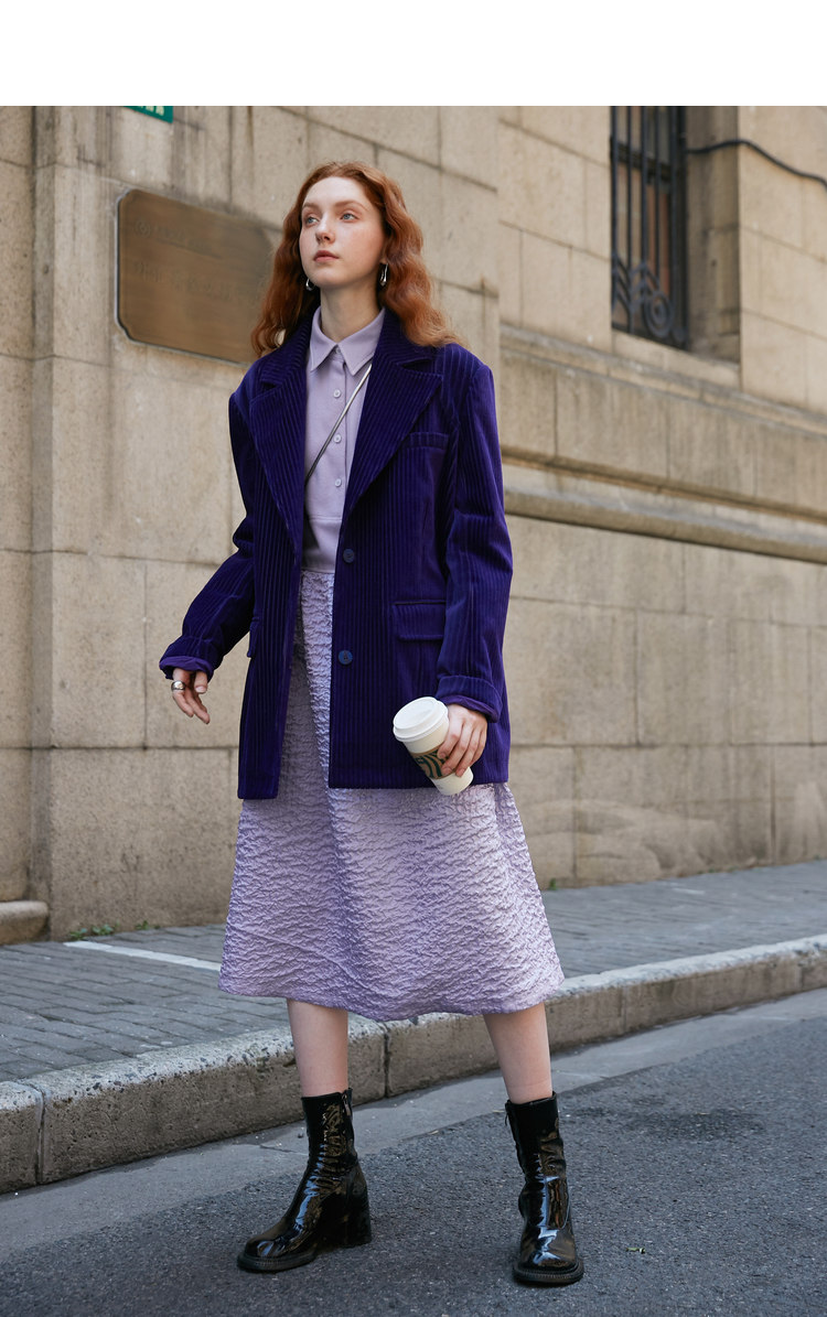 原创设计师女装2021春秋季新款羊毛呢拼接中长宽松衬衫连衣 黑色 l