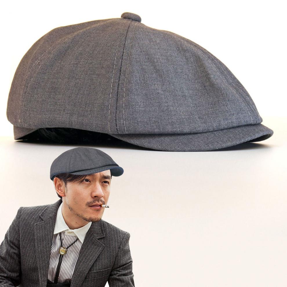 固质服饰配件深蓝色西装帽西装布帽子男士反戴鸭舌帽英伦复古画家