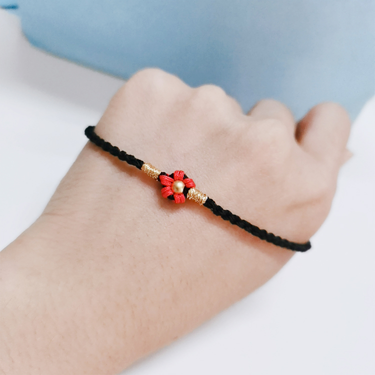 送你一朵小红花周边手链手工编织手链送给积极主动的你经典黑需要的