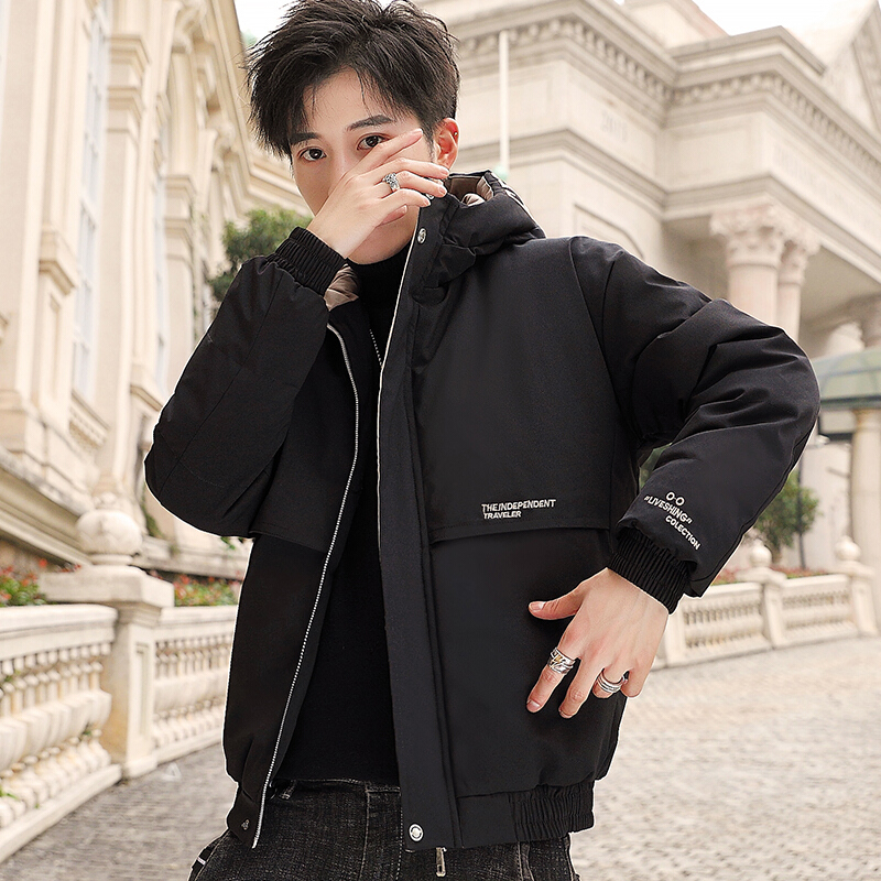2021年秋冬男士衣休闲服男加厚服袄面包服连帽外套卡其色m有运费险