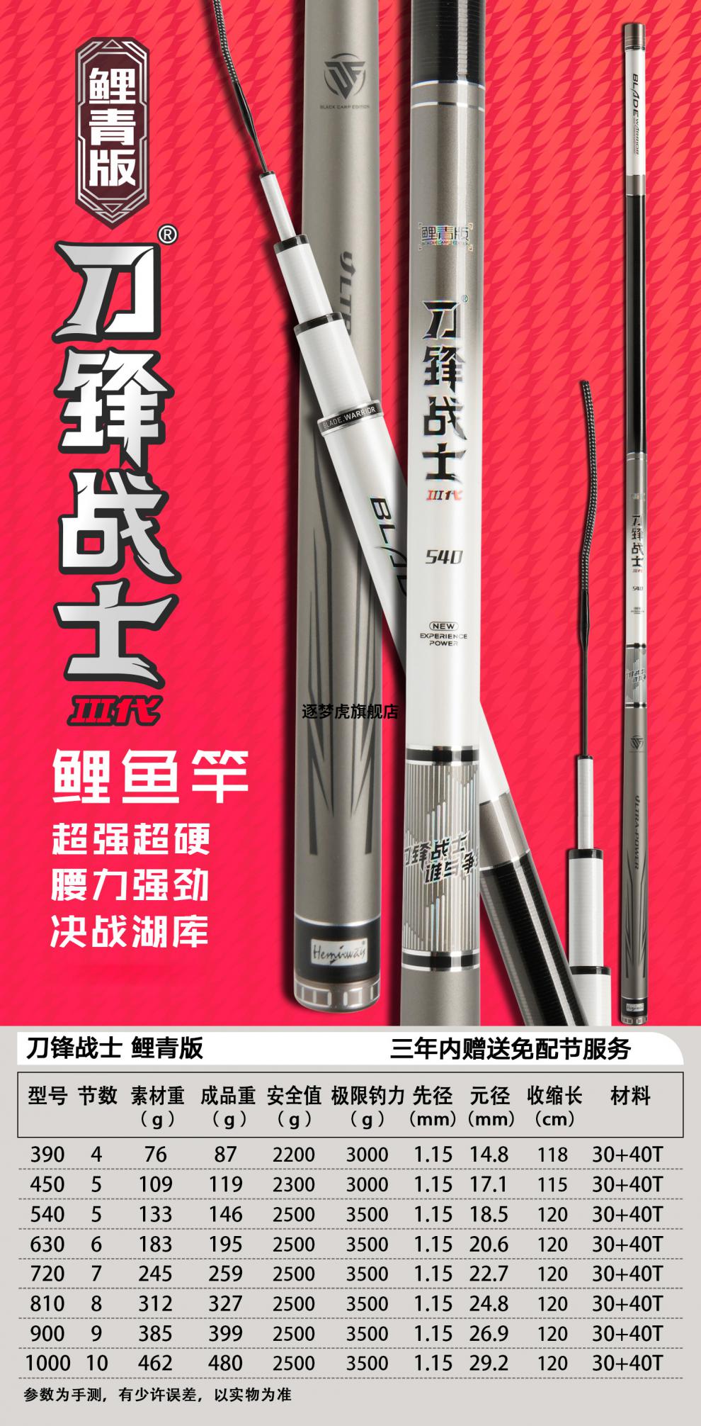 刀锋战士鱼竿海明威手杆轻硬碳素台钓品牌钓鱼竿dliii390