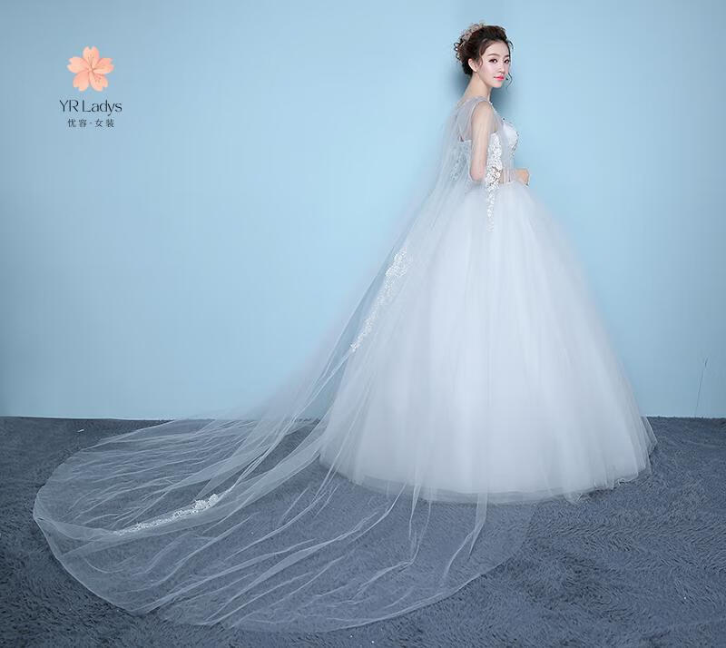 个子新娘婚纱2022新款气质简约结婚旅拍影楼主题复古忧容白婚纱一件m