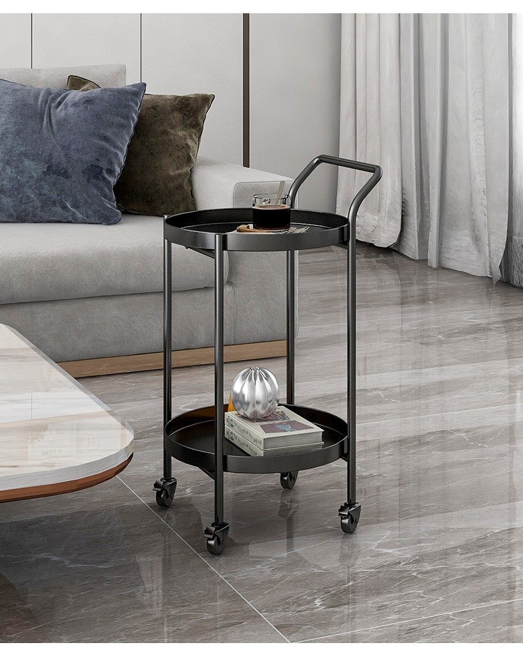 60北欧轻奢小茶几推车客厅边几卧室可移动带轮子边柜角几阳台小圆桌