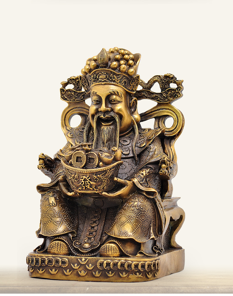 全铜财神爷佛像摆件风水家用客厅门厅居家供奉店铺开业礼品新财神爷铜