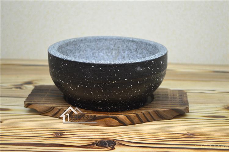 石碗韩国料理石锅拌饭抗裂石锅 韩式餐具天然石锅石头碗 16*7cm石碗