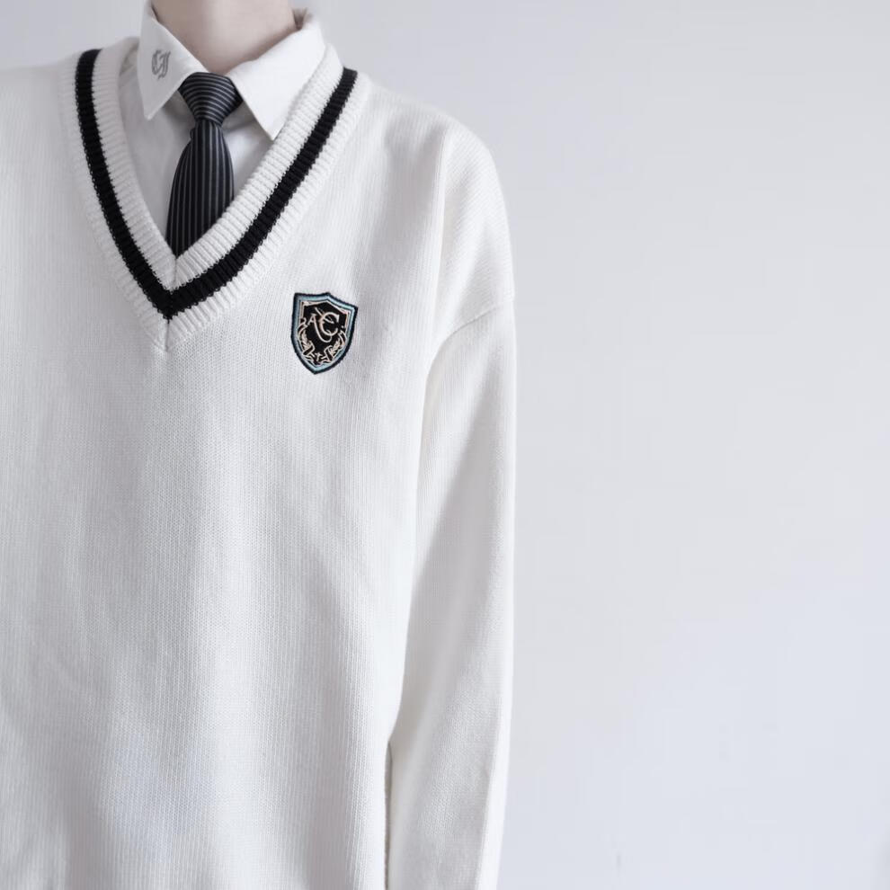 爱洛斯汀堡 jk/dk制服针织长袖v领套头毛衣外套男女秋冬情侣款 星沢高