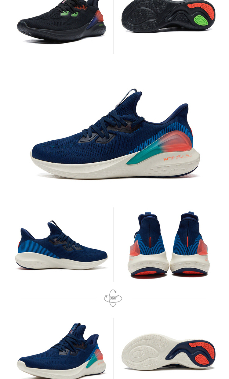 361跑步鞋男鞋2021秋冬季新款361度网面透气跑鞋轻便防滑运动鞋子曜石