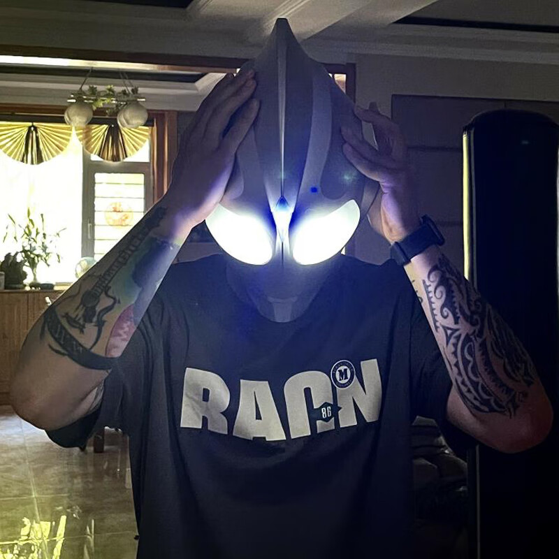 奥特曼头盔cosplay迪迦头套发光面具儿童万圣节搞笑恶搞可穿戴男定制