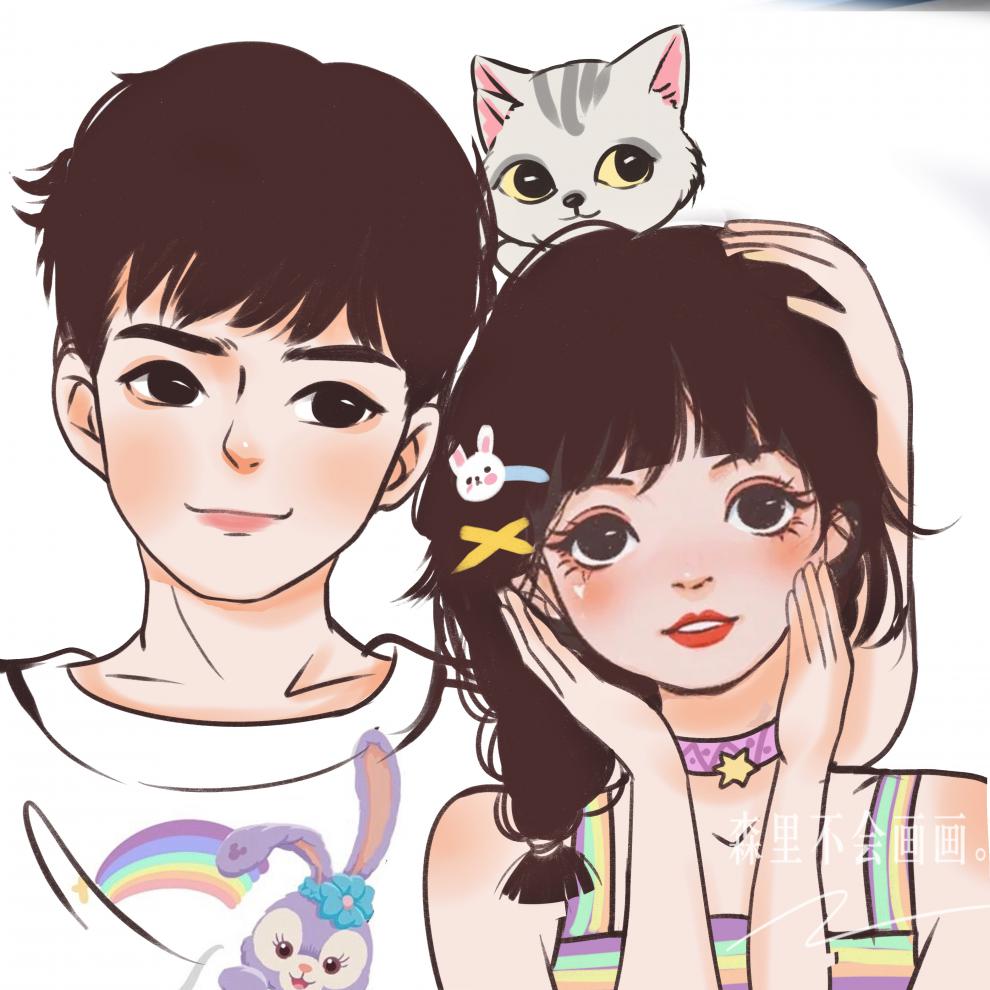 微信头像定制q版微信情侣头像结婚礼真人照片转卡通漫画设计约稿手绘