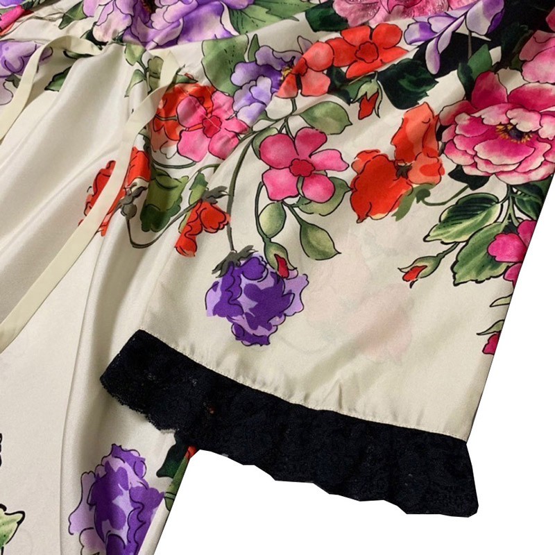 gucci真丝花卉连衣裙印花40