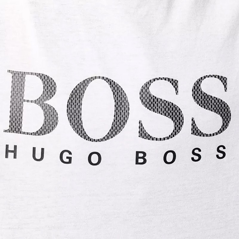 【现货】hugo boss 雨果博斯新款白色棉质logo印花男士短袖t恤
