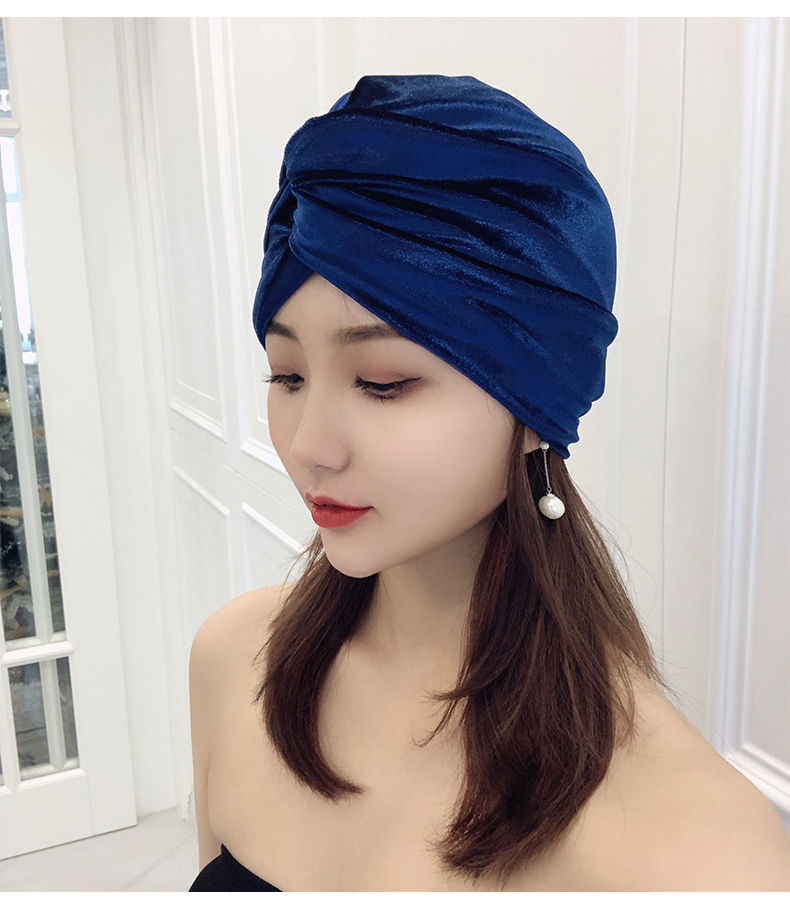日韩高档 游泳帽女生长发不勒头时尚可爱舒适成人潮款纯色布料泳帽