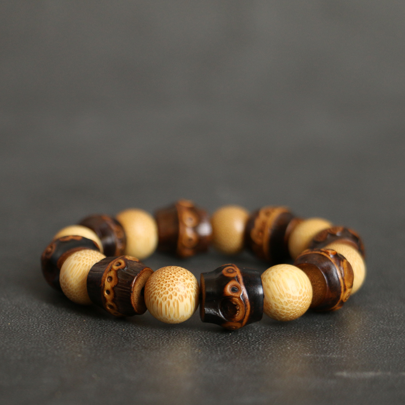 冰姿蔻精品天然老紫竹鞭手串文玩男女款实心金丝老玉竹手链竹制手持