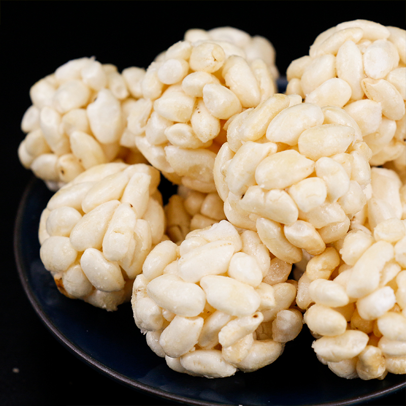 福米球450克爆米花老式清真大米花球酥脆原味黑糖味大米团1袋原味味