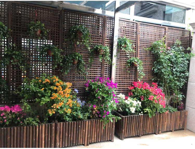 瑰季 防腐木栅栏围栏篱笆实木庭院户外攀爬网格花园碳化木植物爬藤架