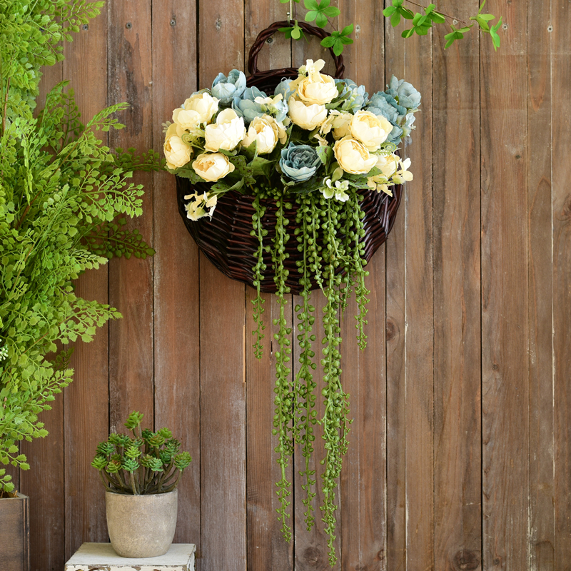 装饰挂花餐厅酒吧墙壁创意挂件客厅墙上壁挂饰品花篮向日葵波斯小佛豆