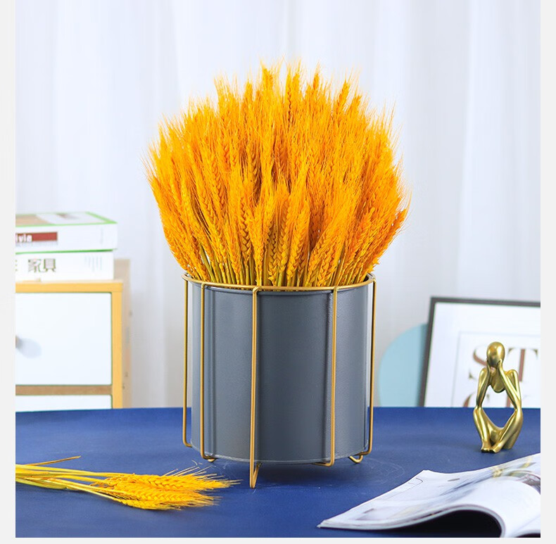 黄金麦穗花瓶麦穗干花干花花束真花麦穗干花黄金大麦花篮插花花篮开业