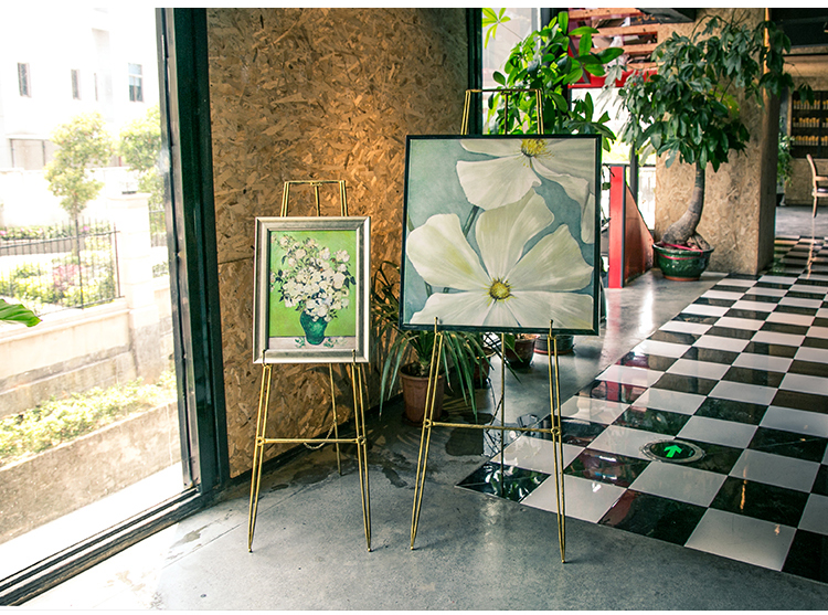 新品金属相框欧式铁艺油画架子相框架落地支架展示架海报架照片托架