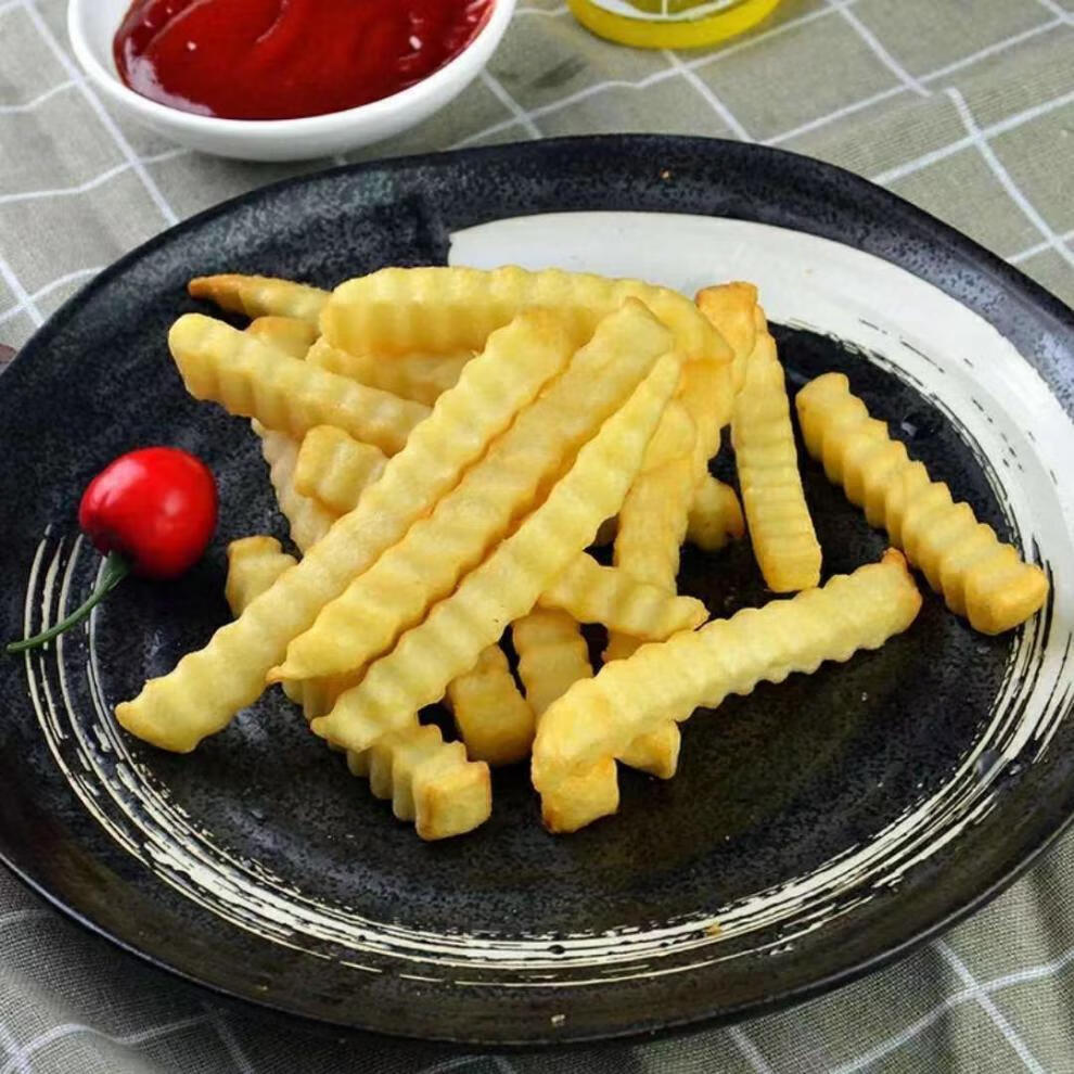 商用波纹形薯条大粗麦肯波浪曲薯条薯饼粗薯条冷冻半成品油炸4斤瑃润