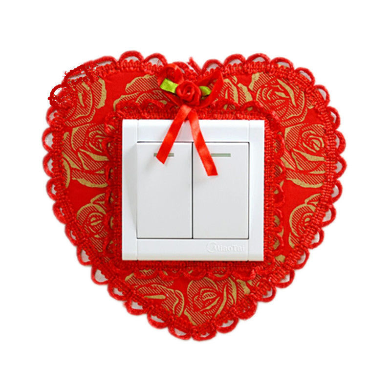 开关套布艺开关保护套创意开关插座装饰套插板套防尘套单开似水桃心