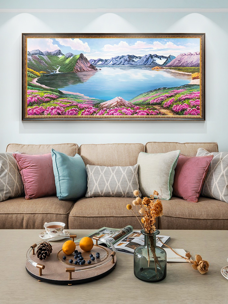 风景客厅装饰画沙发背景墙书房大芬村挂画壁画纯手绘油画艾伦雅金框
